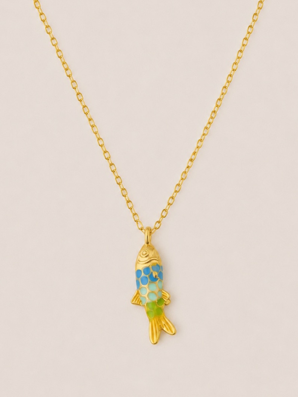 New! Coastal Colorful Fish Gold Necklace NWOT 5071